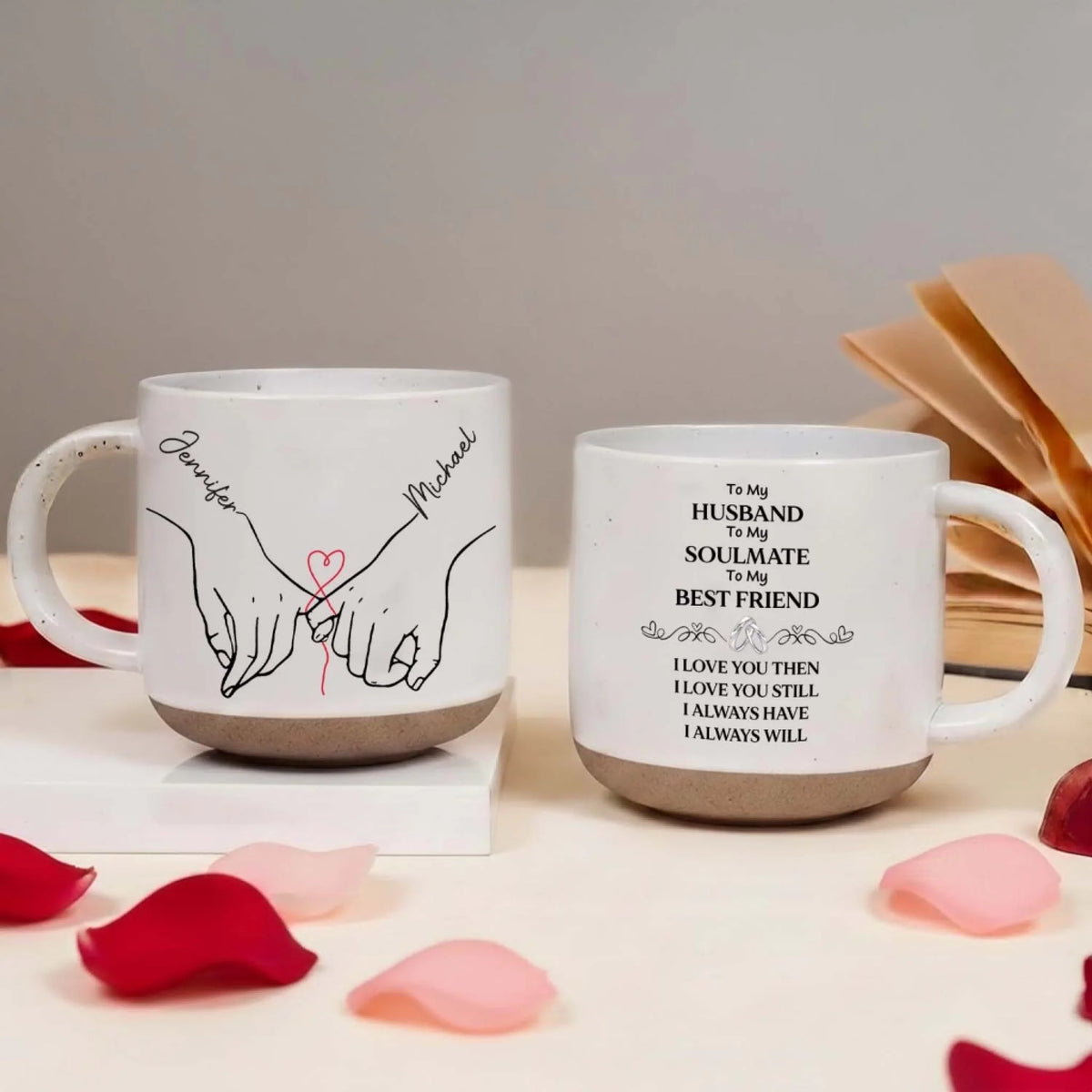 I Love You Then I Love You Still - Personalized Pottery Mug, Gift For Couple, Anniversary Gift, Love Gift