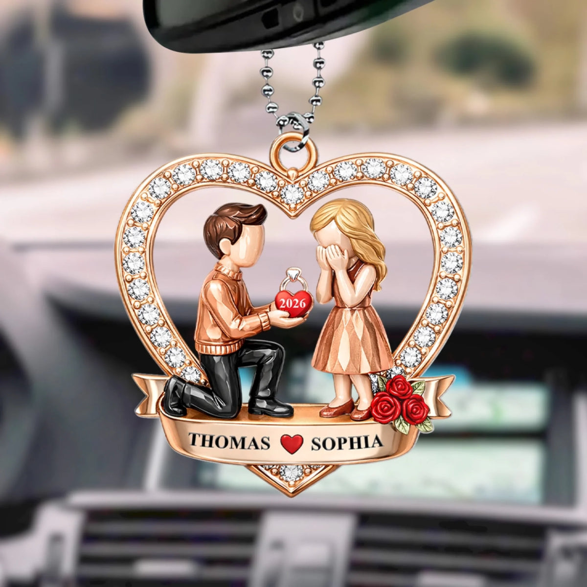 Couple Marriage - Personalized Acrylic Car Hanger, Gift For Couple, Anniversary Gift