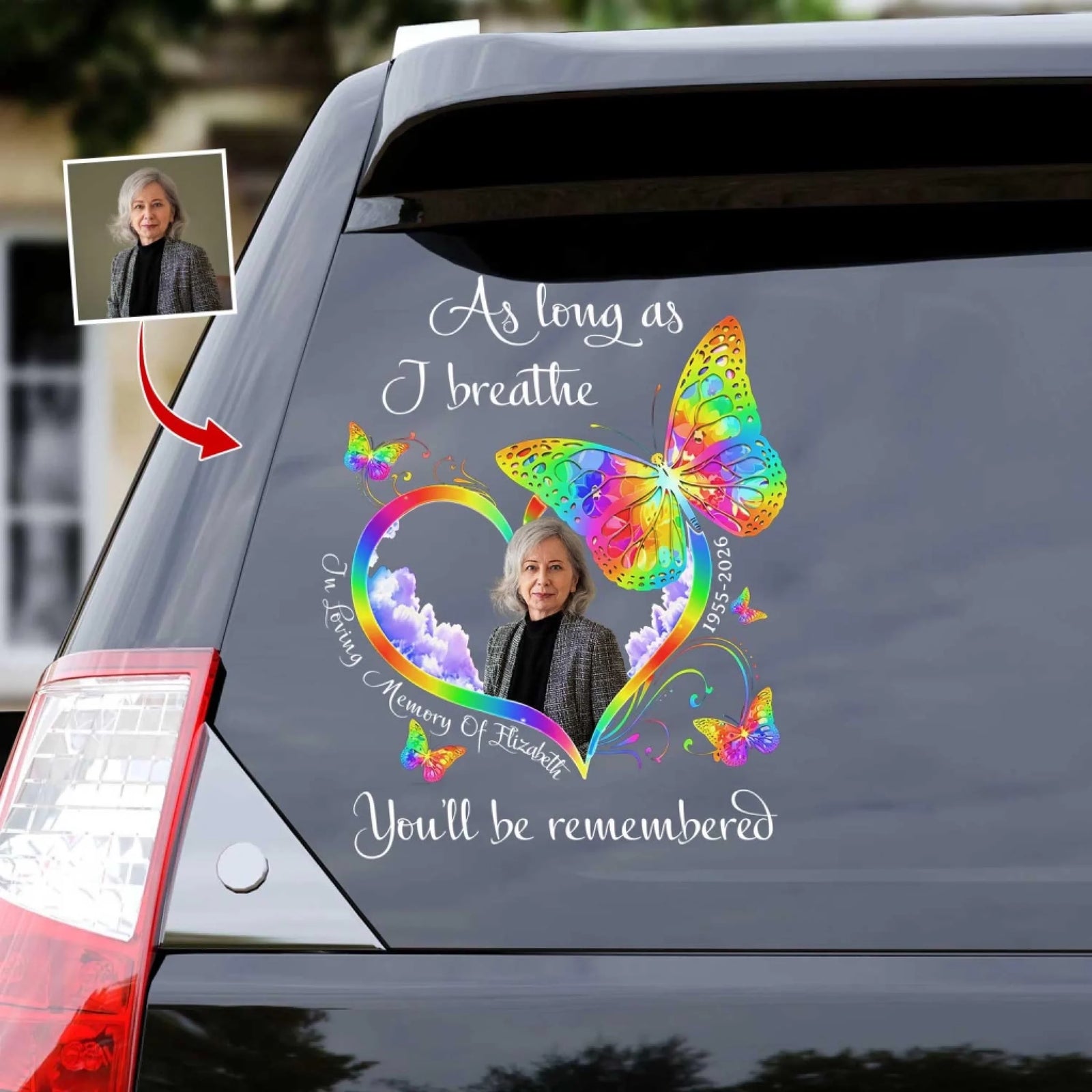 Still With Me, In Every Breath - Personalized Decal, Memorial Gift, Remembrance Decal, Gift For Loss Of Loved One