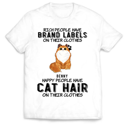 Happy People Have Cat Hair On Their Clothes - Personalized T-shirt, Cat Lover Gift, Funny Cat Mom/Cat Dad Shirt