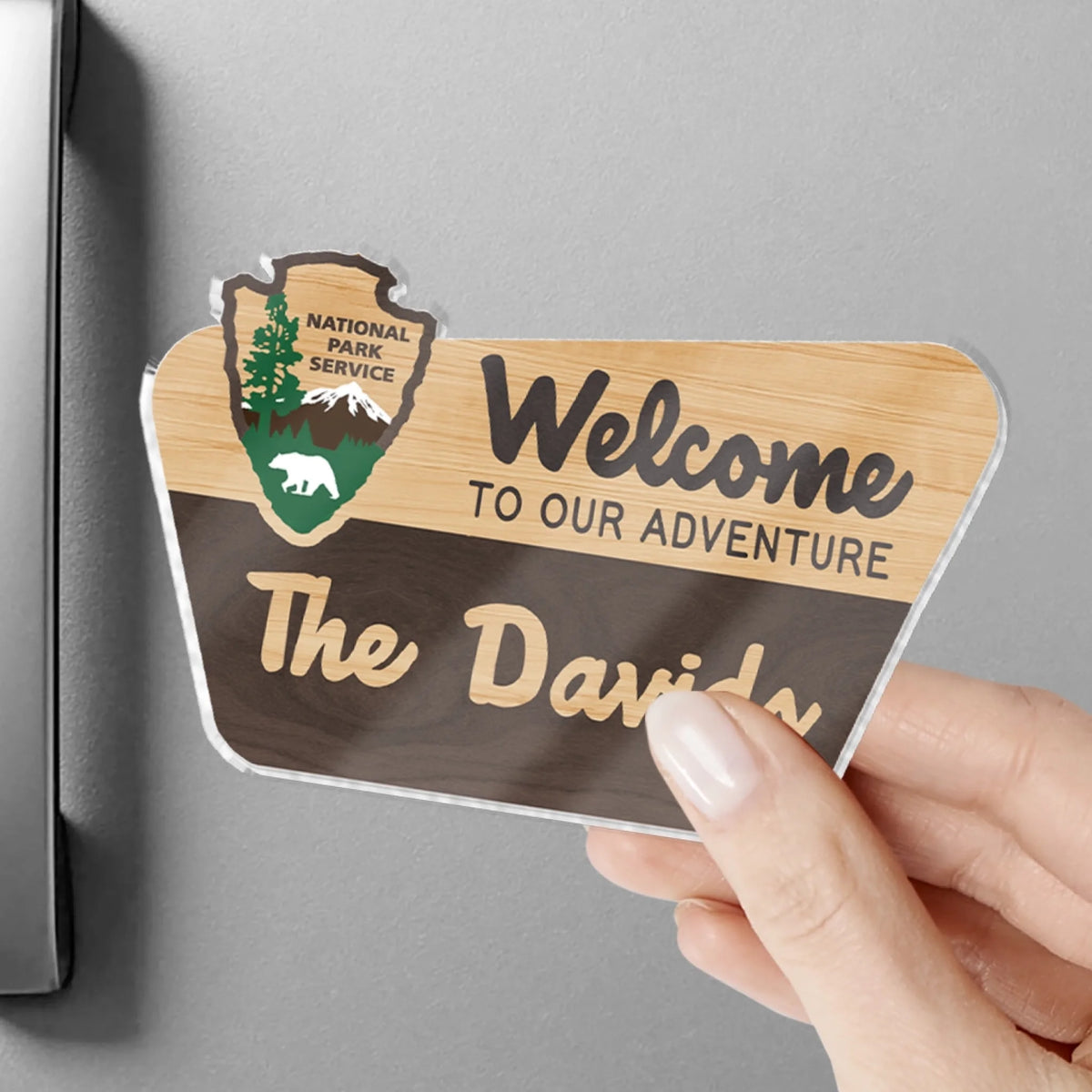 Welcome To Our Adventure - Personalized Acrylic Fridge Magnet, Gift For Camping Lovers