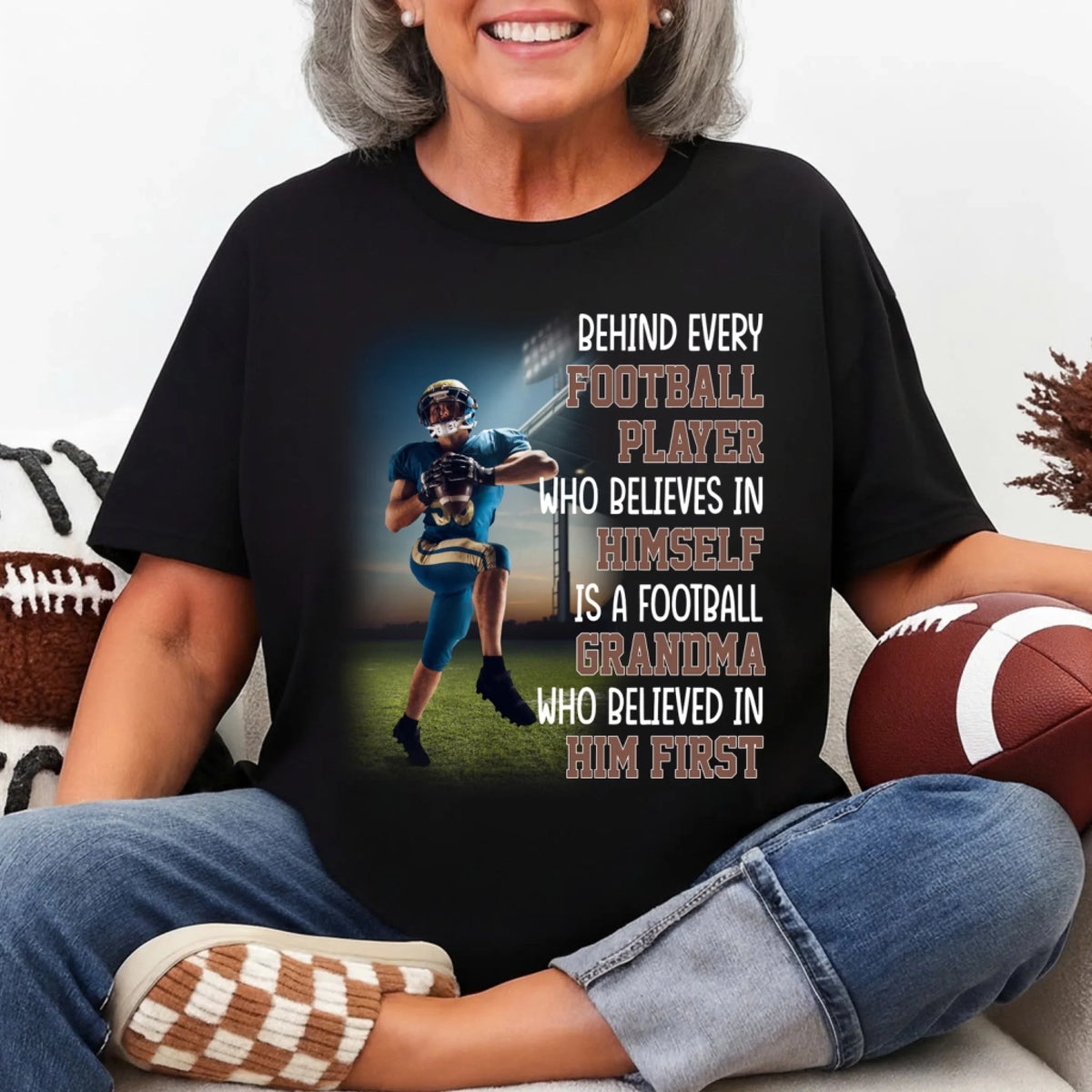 A Football Mom’s Love Built A Great Player - Personalized T-shirt, Gift For Football Mom/Grandma, Football Fan Favourite Shirt