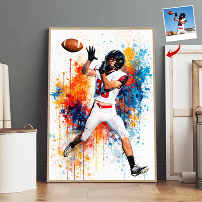 Cool Football Player Pop Art Portrait - Personalized Poster, Gift For Football Player, Drawing Pop Art Portrait, Gift For Football Lover