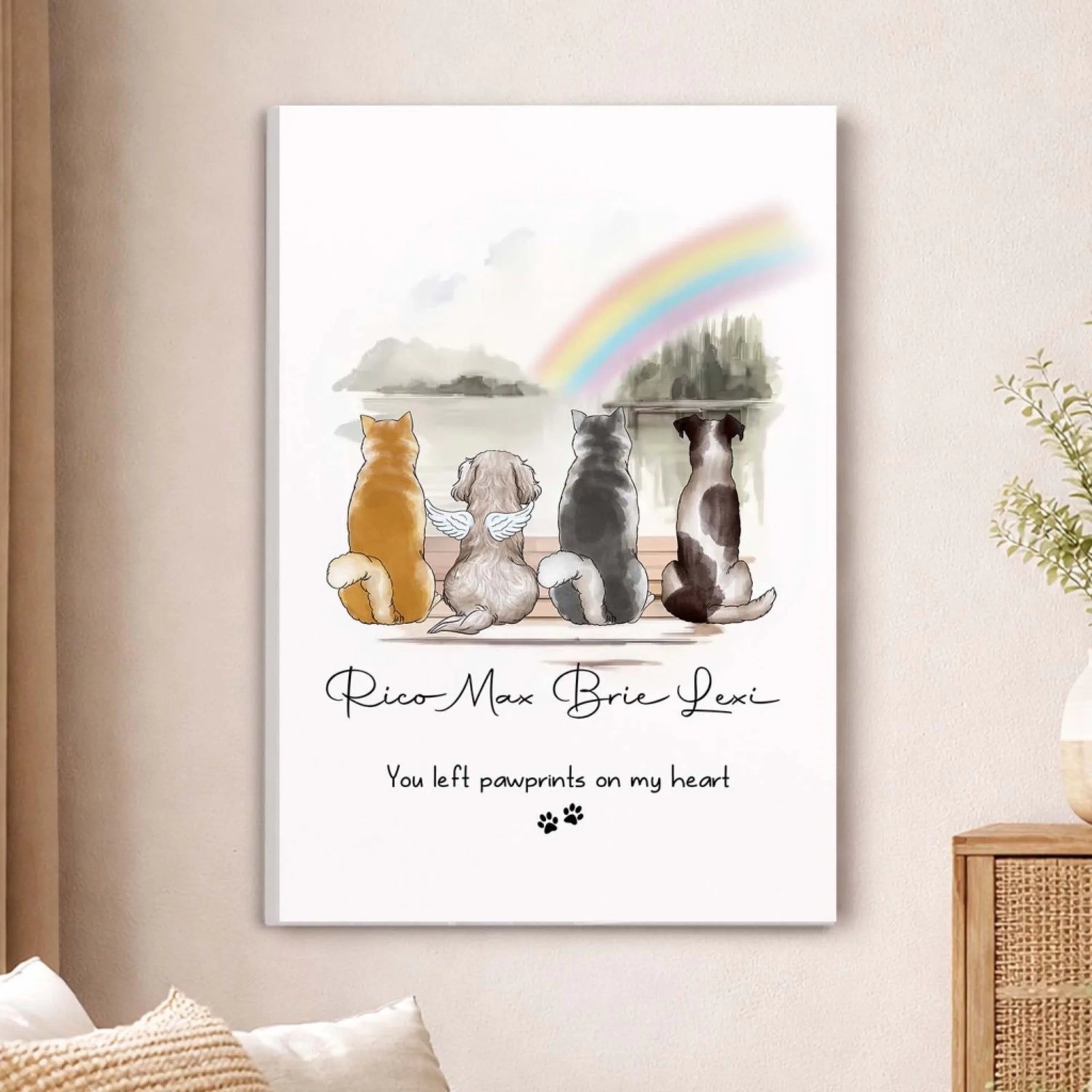 Pet Memorial Rainbow Bridge - Personalized Canvas, Memorial Gift For Loss Of Pet