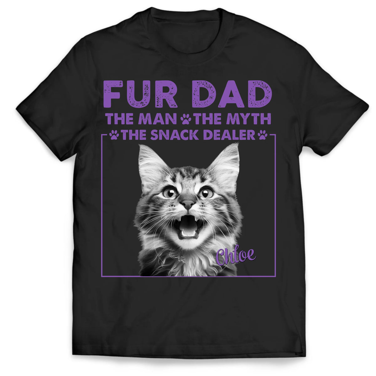 Fur Dad The Man The Myth The One Who Brings the Snacks - Personalized T-Shirt, Gift For Dog Lovers, Dog Mom, Dog Dad