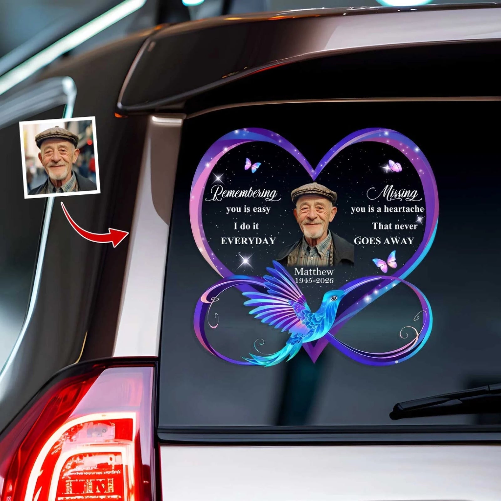 A Love That Never Leaves - Personalized Decal Memorial Gift, Custom Rememberance Decal, Sympathy Gift For Loss Of Loved One