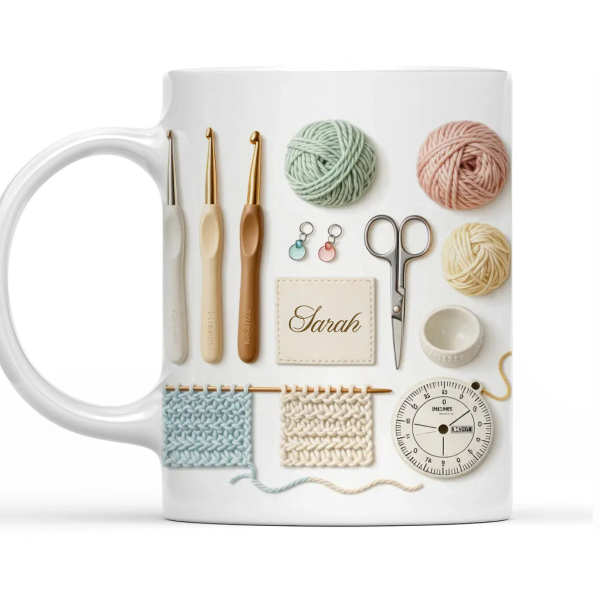 Crochet Is My Therapy - Personalized Mug, Knitting Lover Coffee Cup, Gift for Mom or Grandma, Handmade Lover Keepsake