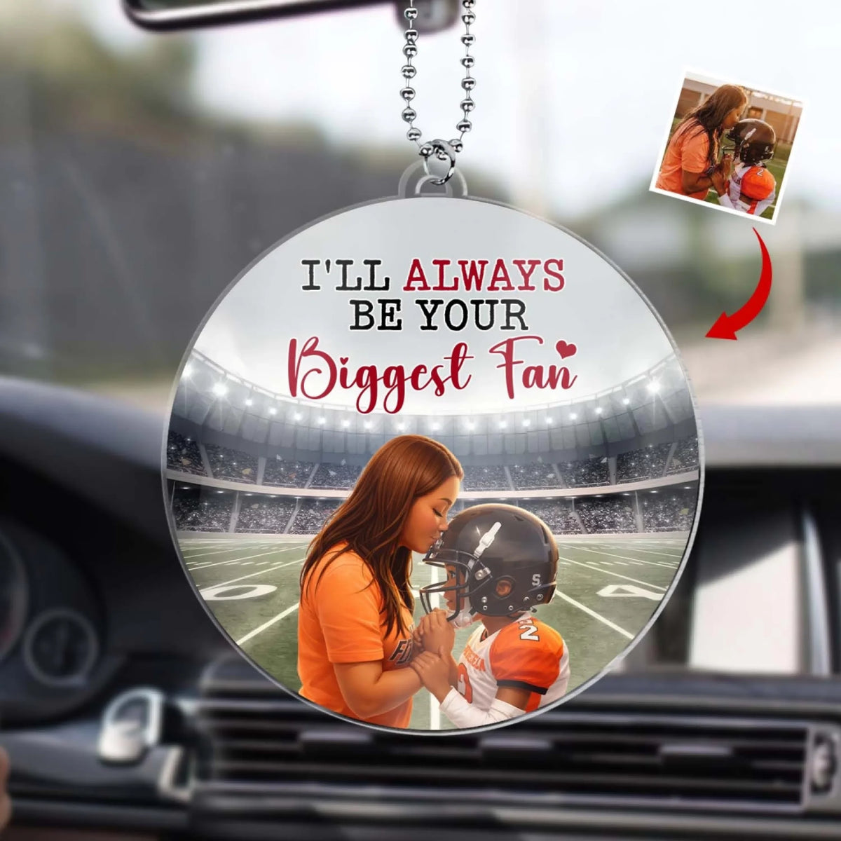 Cheering You On Every Single Play - Personalized Acrylic Car Hanger, Gift For Football Fan