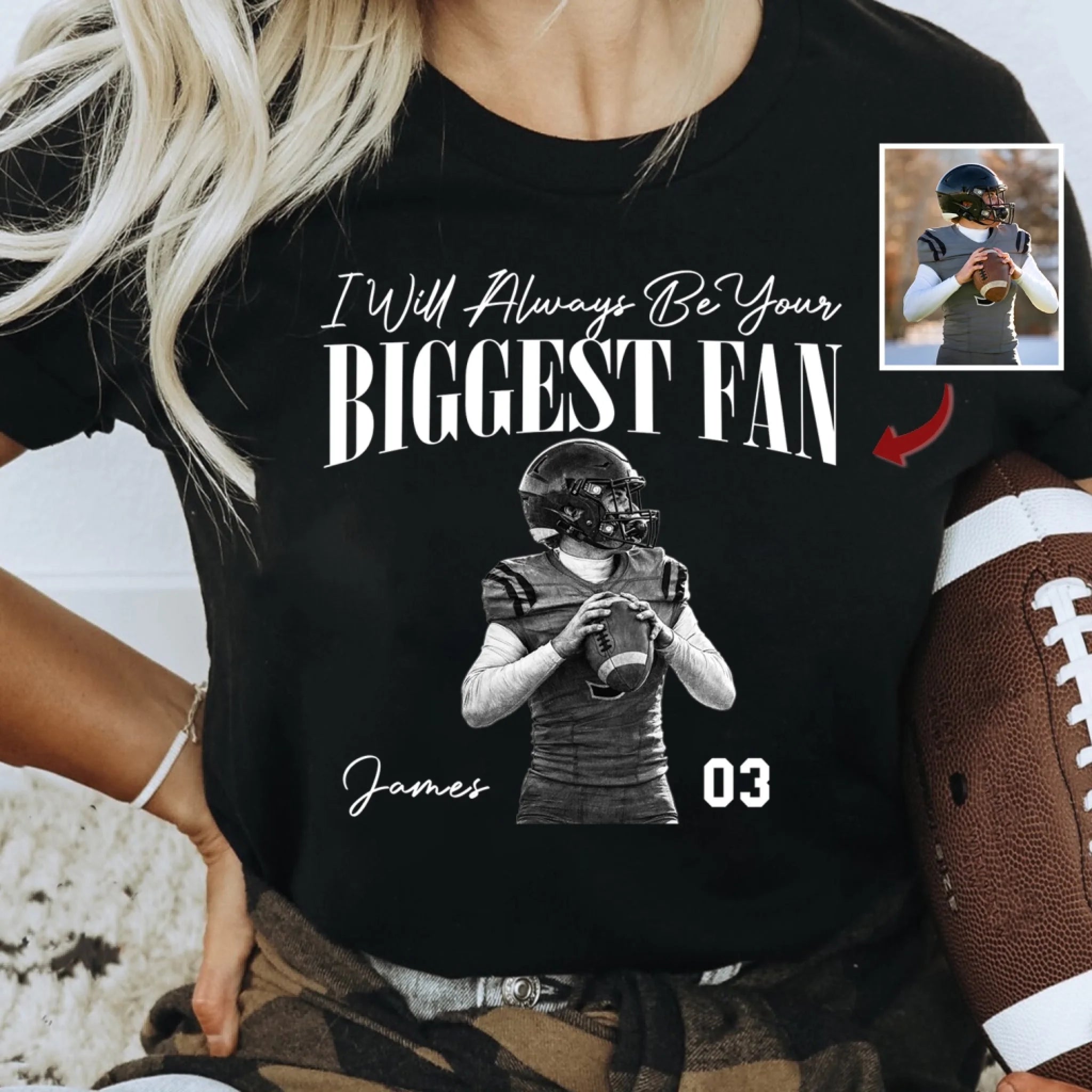 Forever Your Biggest Fan - Personalized T-shirt, Gift For Football Lover, Football T-shirt, Gift For Football Fan