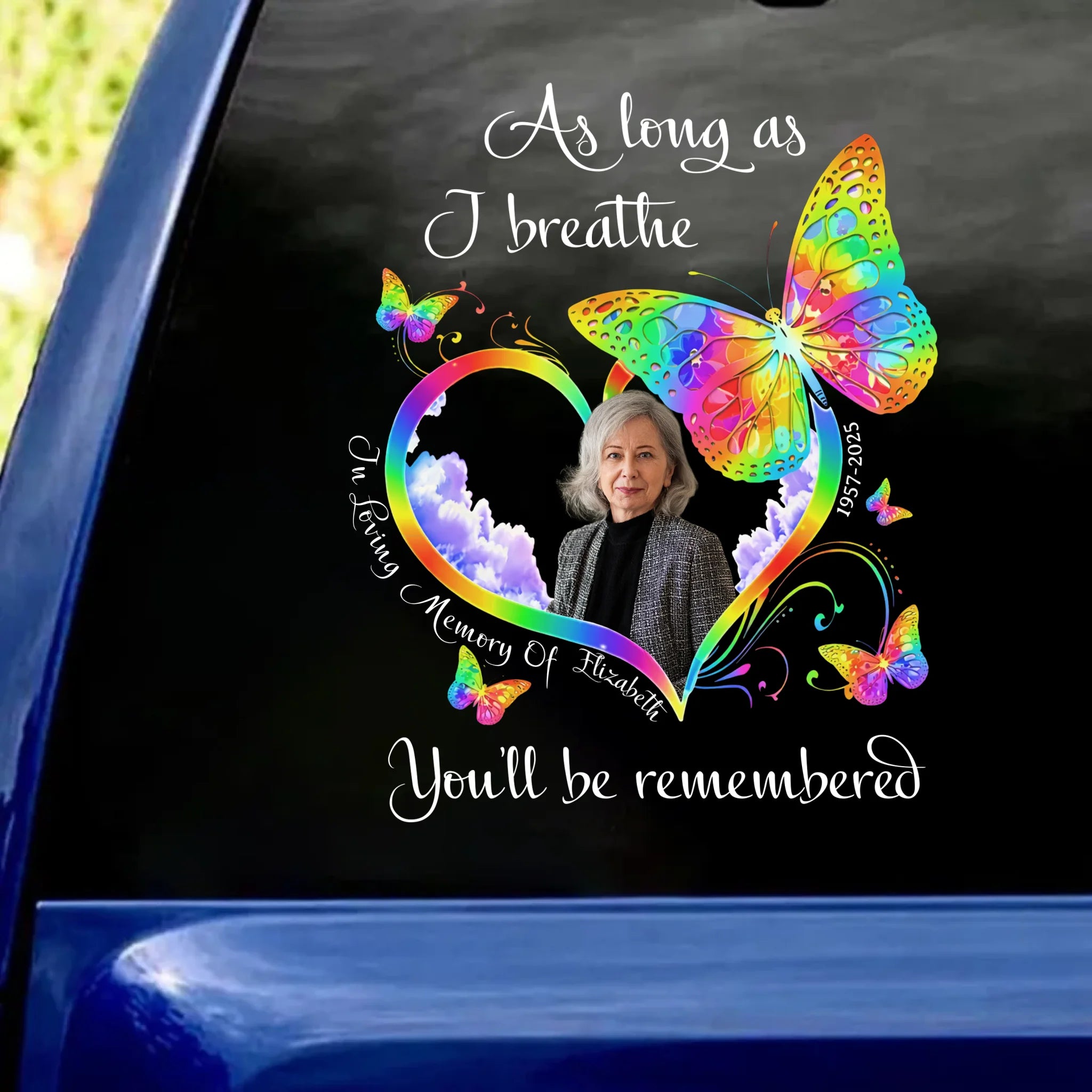 Still With Me, In Every Breath - Personalized Decal, Memorial Gift, Remembrance Decal, Gift For Loss Of Loved One