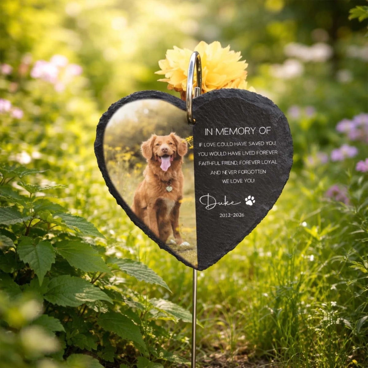 In Memory Of Our Loyal Fur Friend - Personalized Garden Slate, Memorial Pet Gift, Loss Of Pet
