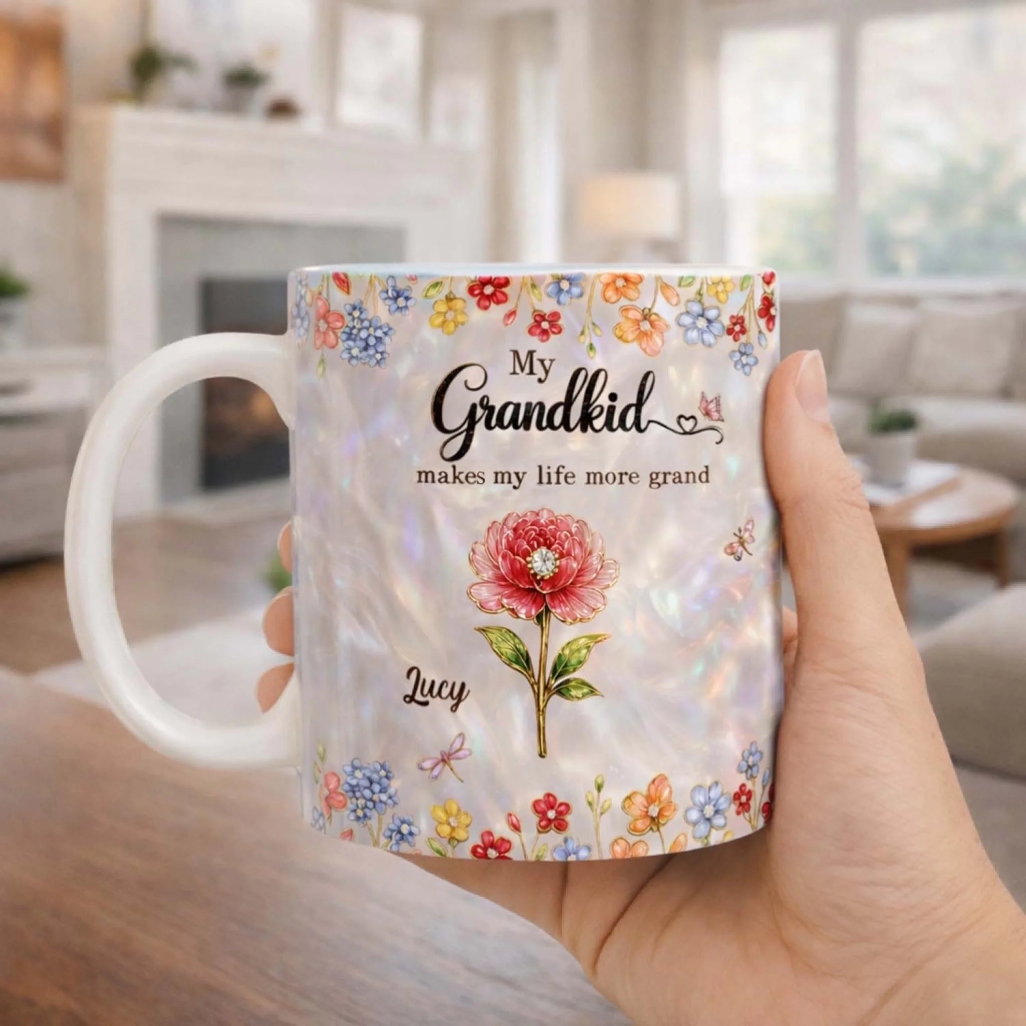 Happy Grandma My Grandkids Make My Life More Grand - Personalized Mug, Gift For Grandma, Family Mug Gift