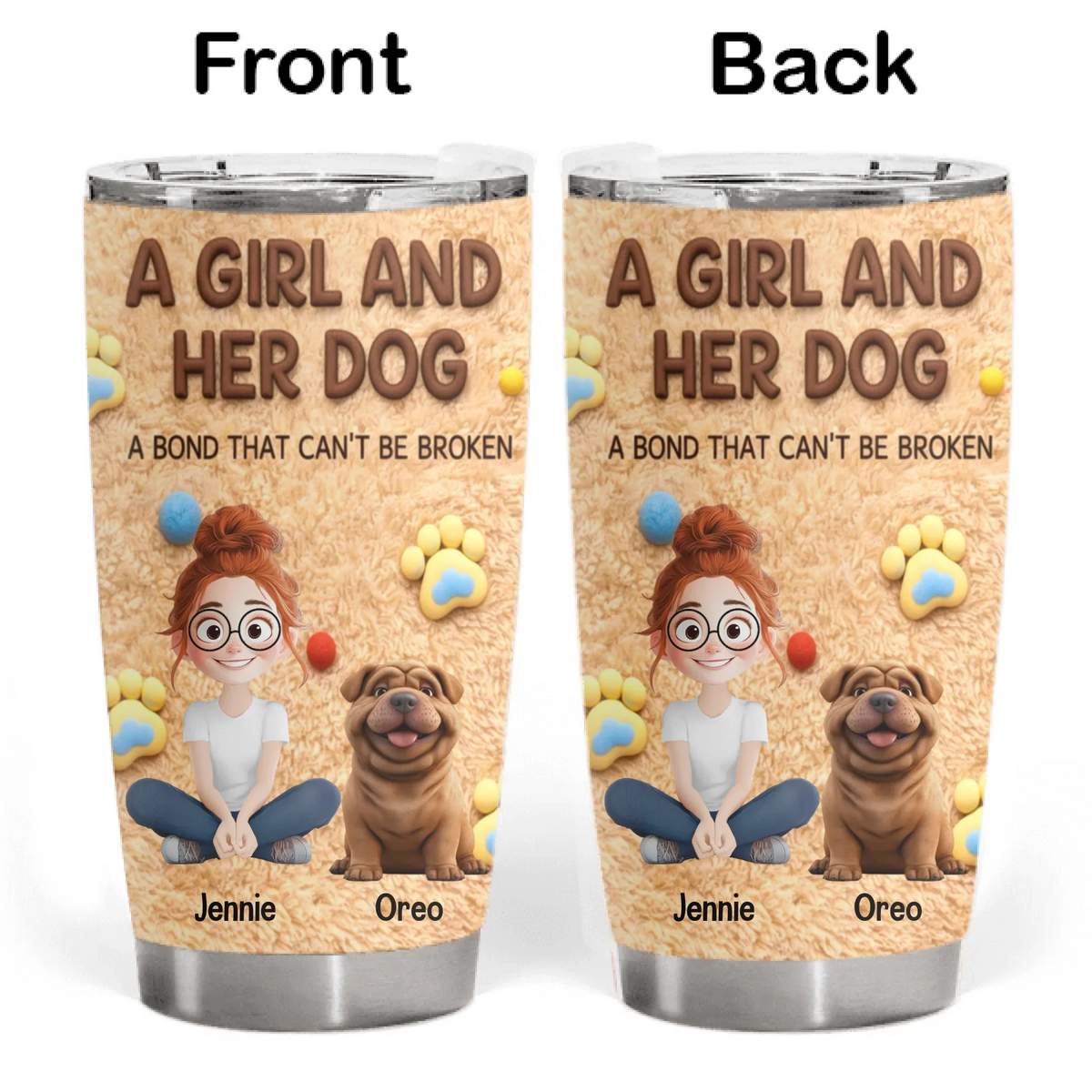 A Girl &amp; Her Dog Forever Best Friends - Personalized Tumbler, Gift For Dog Lovers
