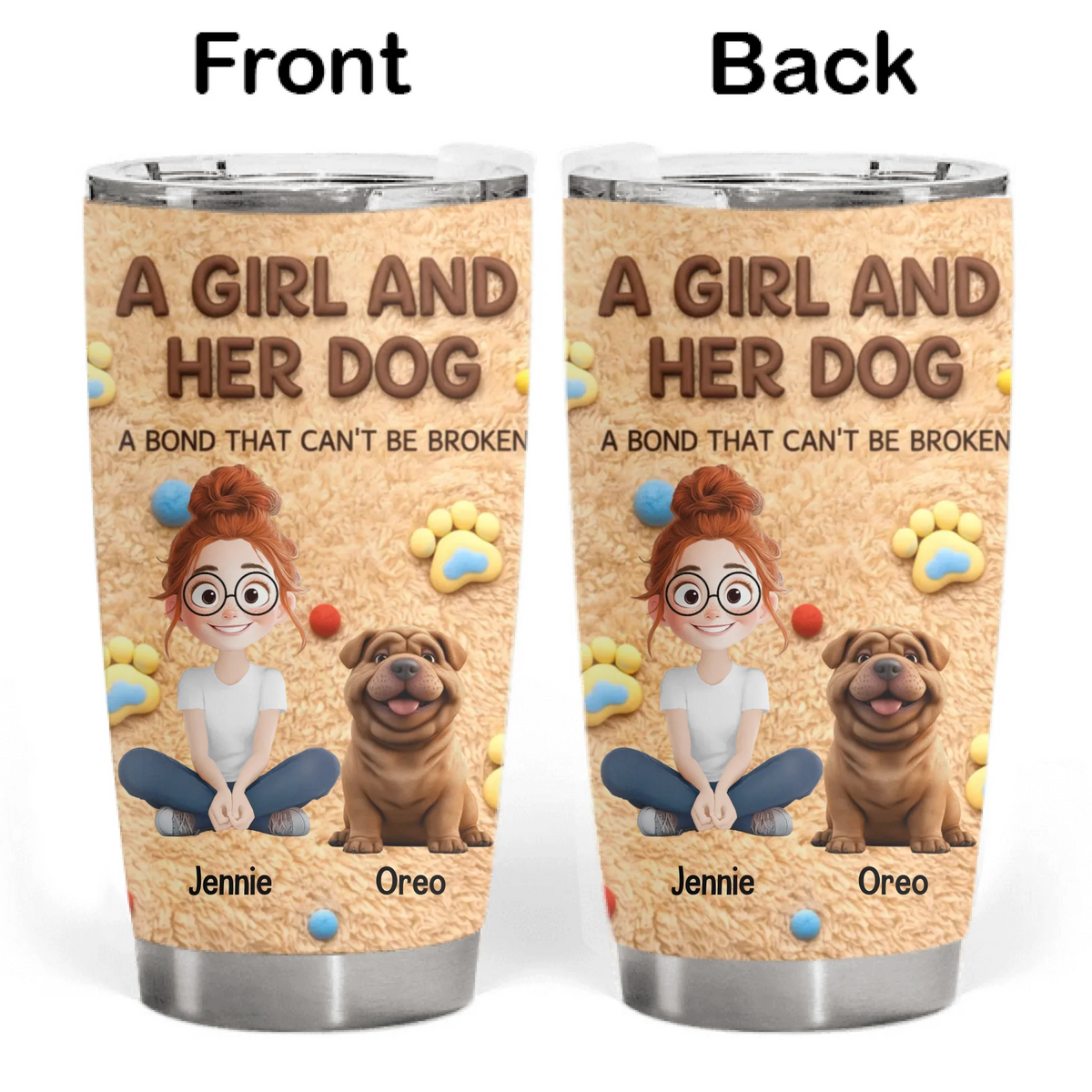 A Girl &amp; Her Dog Forever Best Friends - Personalized Tumbler, Gift For Dog Lovers
