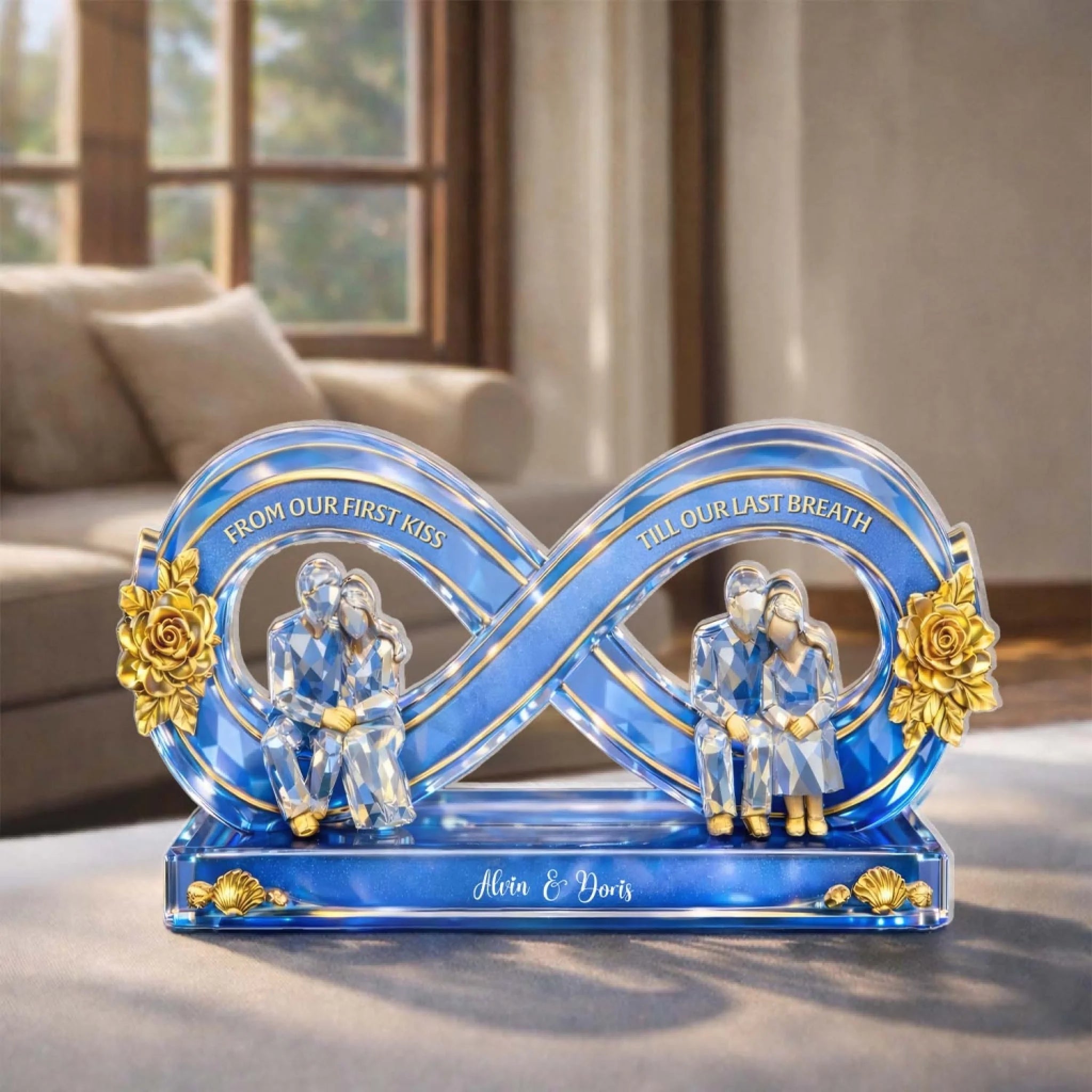 One Love, One Lifetime – Personalized Acrylic Plaque, Gift For Couple, Infinity Couple Plaque