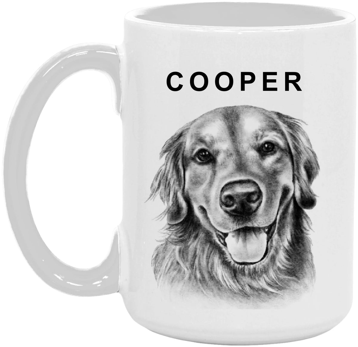 Charcoal Pet Portrait - Personalized Mug, Pet Drawing Portrait Gift