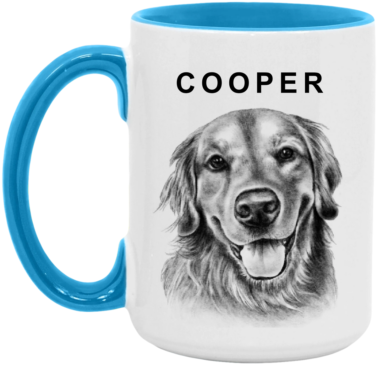 Charcoal Pet Portrait - Personalized Mug, Pet Drawing Portrait Gift