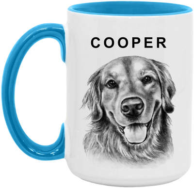 Charcoal Pet Portrait - Personalized Mug, Pet Drawing Portrait Gift
