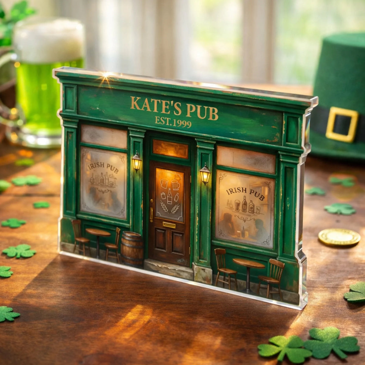 Traditional Irish Public House - Personalized Acrylic Plaque, Happy Patrick's Day, Irish Home Decor Gift