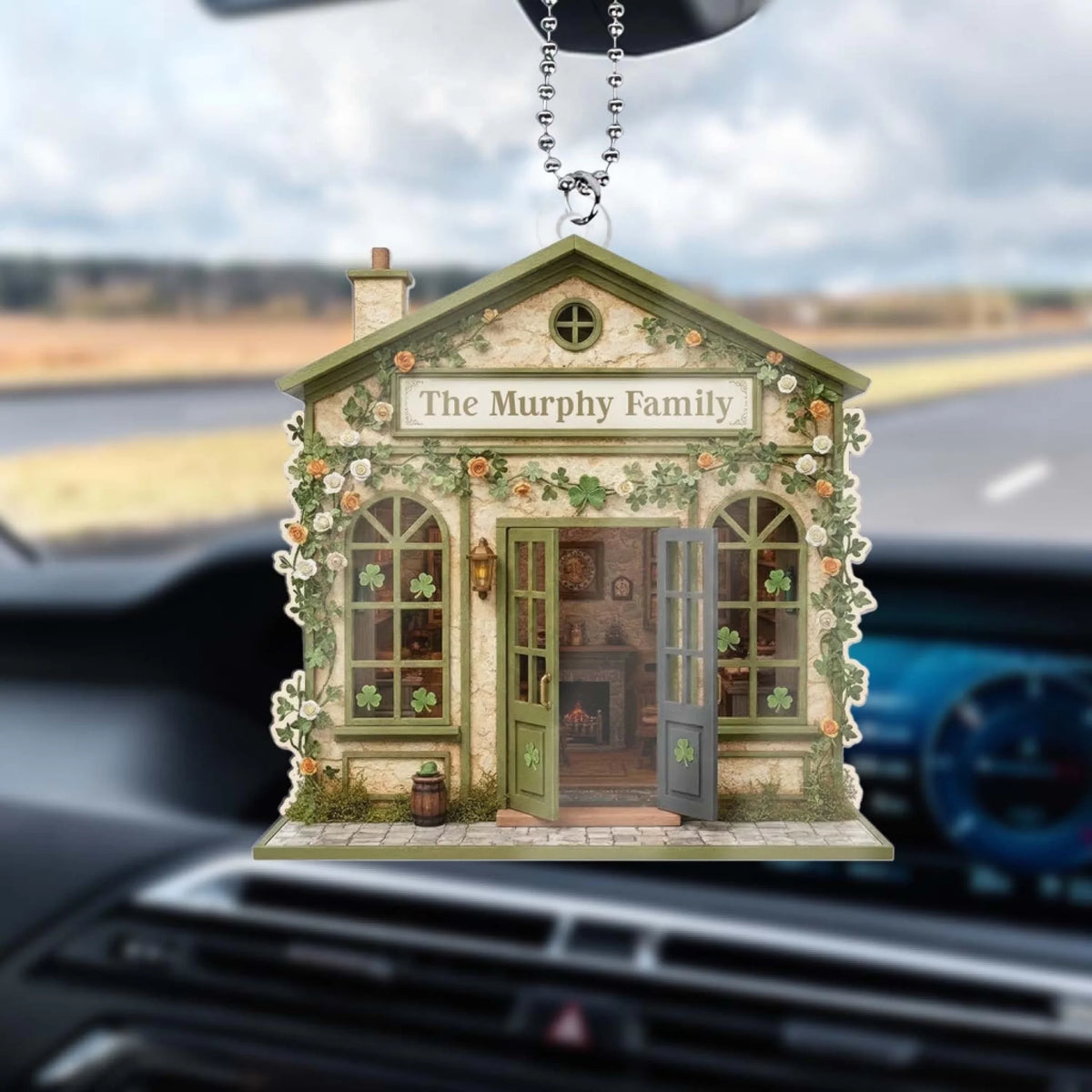 Lucky Clover Happy St. Patrick's Day - Personalized Acrylic Car Hanger, Green Shamrock, Happy St. Patrick's Day Gift