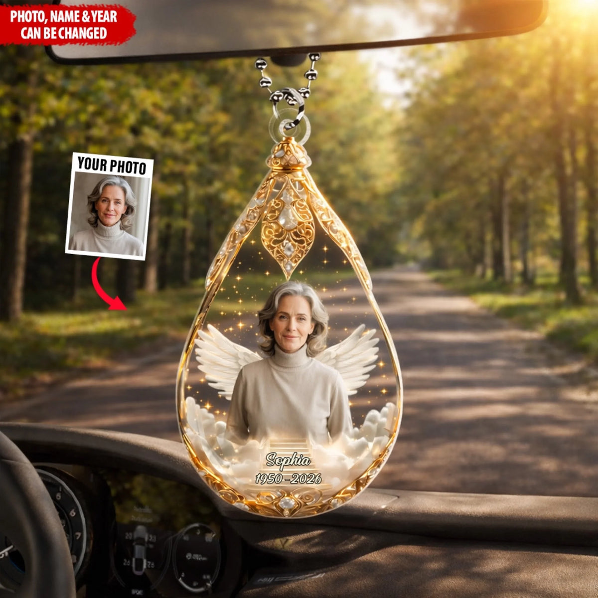 An Angel Taken Too Soon, Loved Forever - Personalized Acrylic Car Hanger, Memorial Gift For Loss Of Loved One