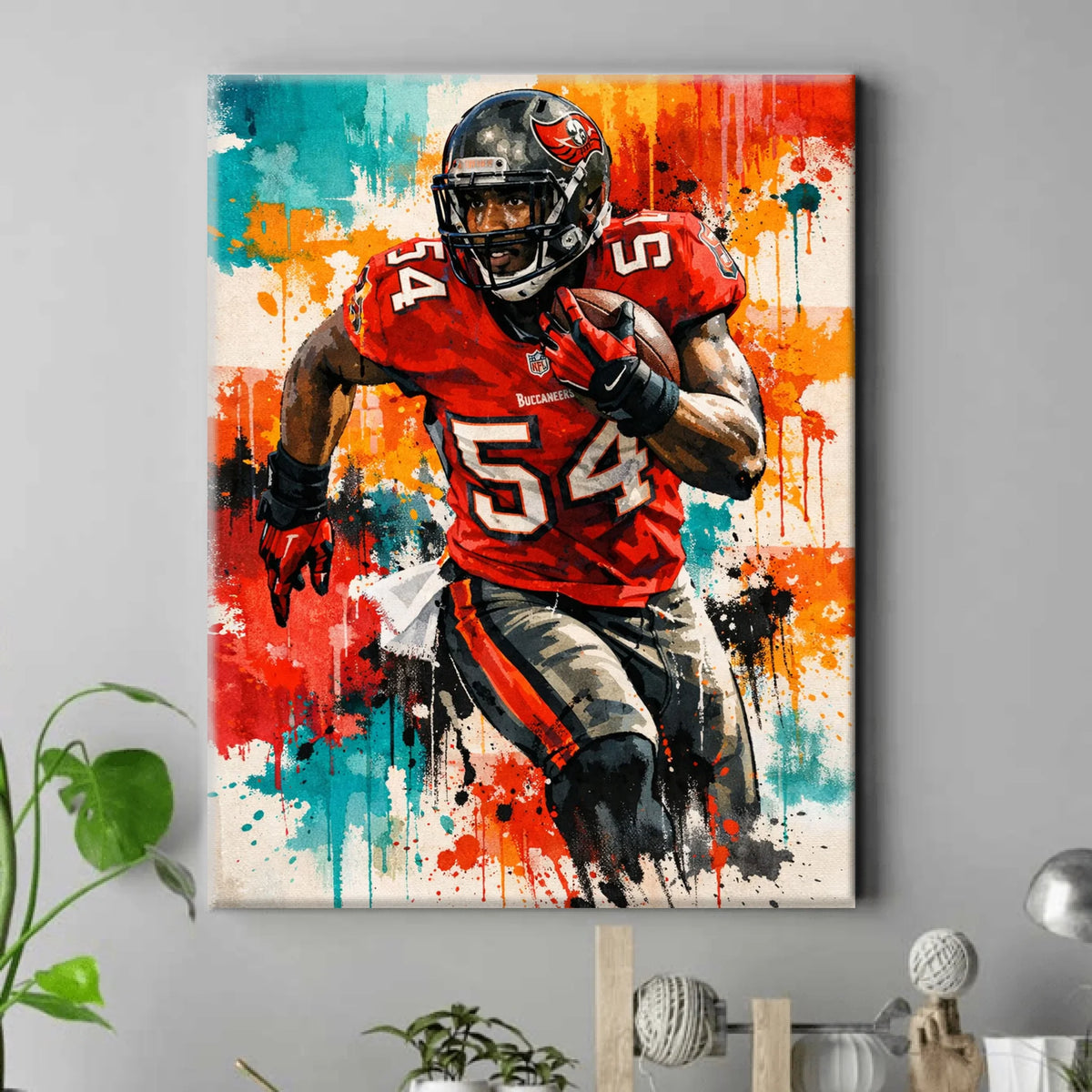 Cool Football Player Pop Art Portrait - Personalized Canvas, Gift For Football Player, Drawing Pop Aort Portrait, Gift For Football Lover