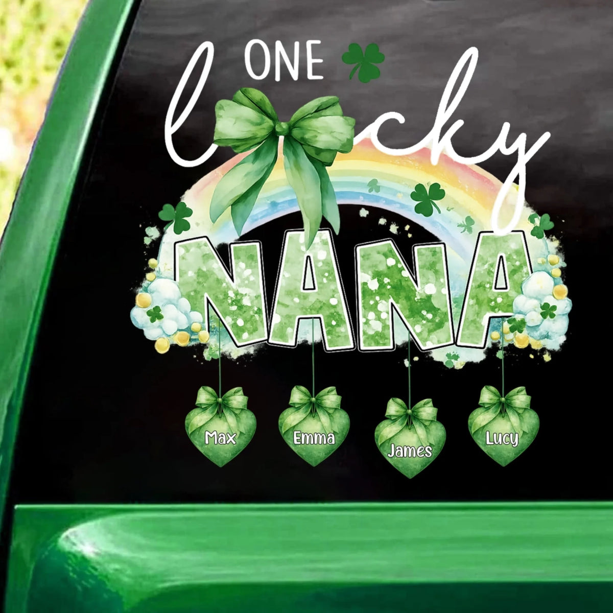 Lucky To Be Their Grandma - Personalized Decal, St. Patrick’s Day Home Decor, Lucky Gift For Grandma, Heartfelt Gift From Grandkids