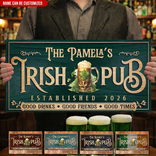 Good Drinks, Good Friends, Good Times - Personalized Wooden Sign, St. Patrick’s Day Celebration Gift, Family Gift