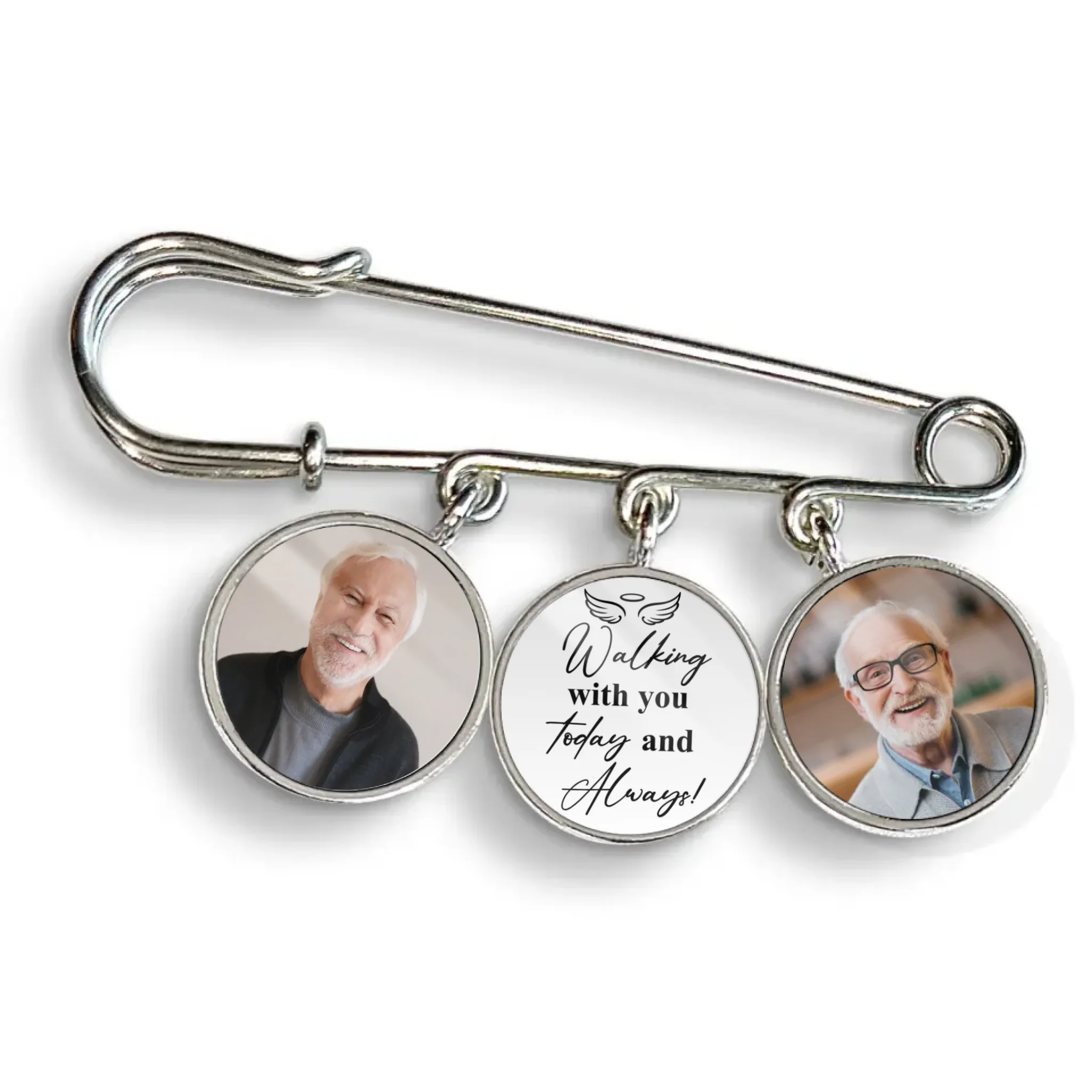 Walking With You Today & Always – Personalized Lapel Pin, Memorial Gift, Custom Charm With Photo, Hat Topper Tassel, Graduation Gifts