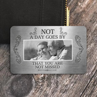 Carried In My Heart Every Day - Personalized Metal Wallet Card, Memorial Gift, Sympathy Photo Card, Gift For Loss Of Loved One
