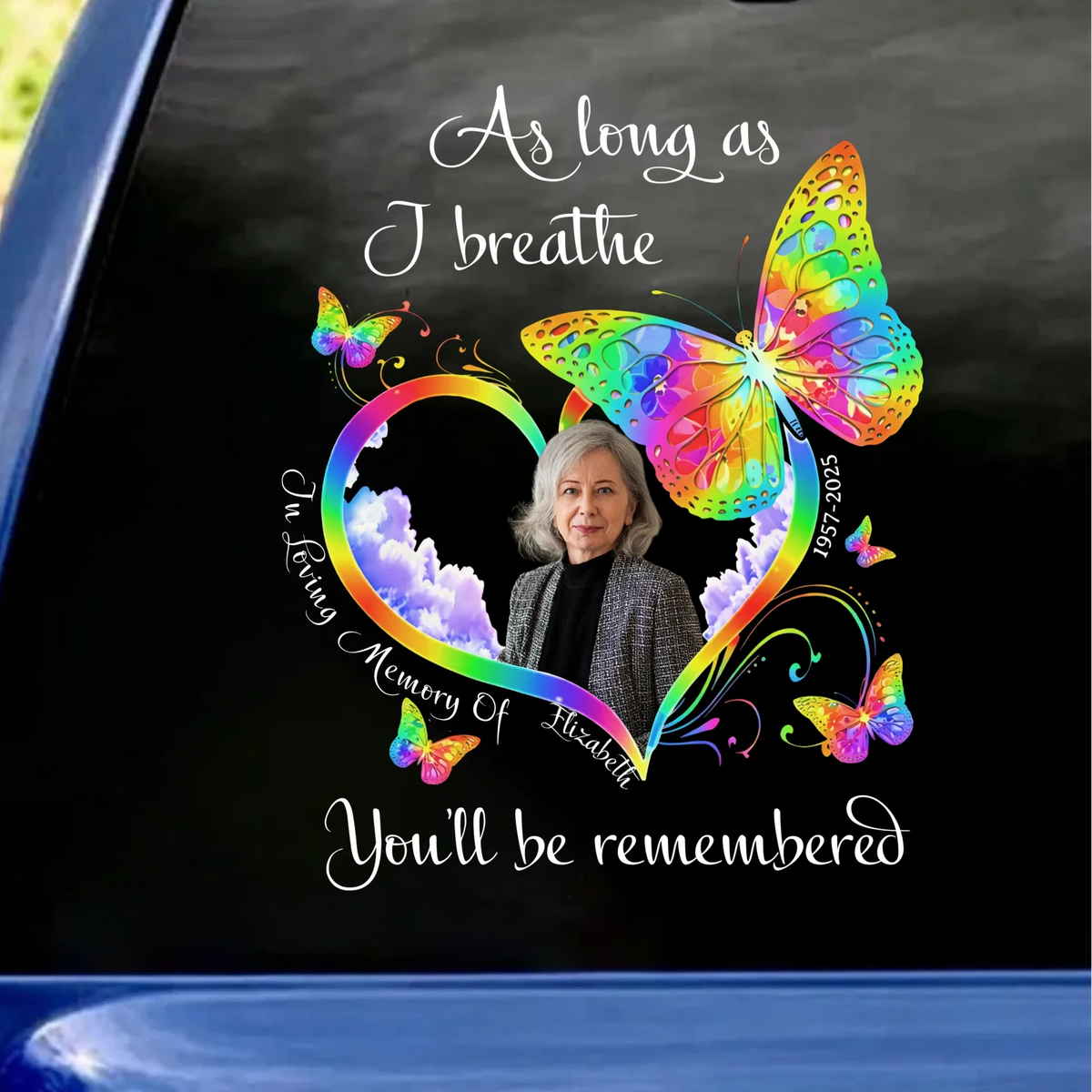 Still With Me, In Every Breath - Personalized Decal, Memorial Gift, Remembrance Decal, Gift For Loss Of Loved One