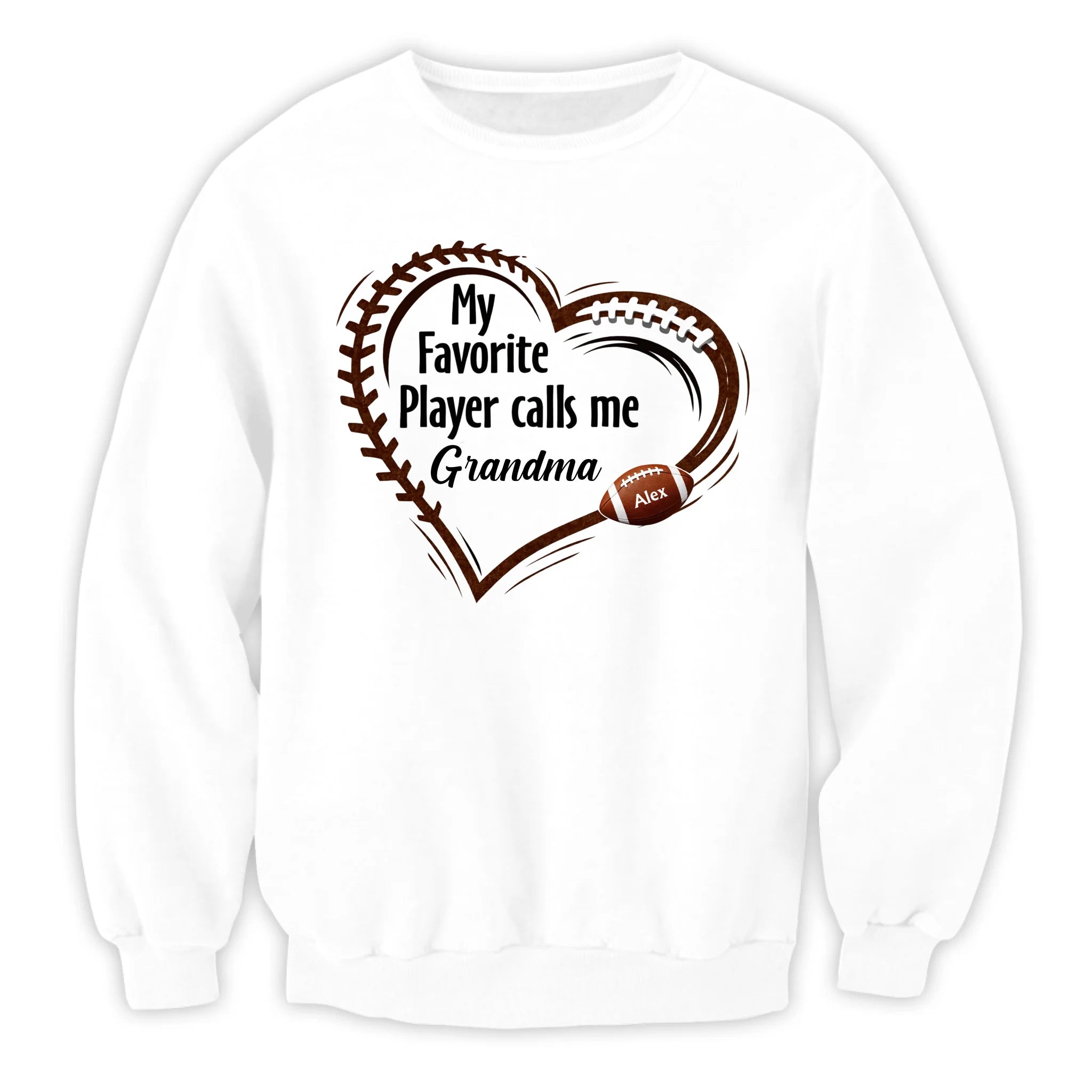 My Heart Belongs To My Player - Personalized T-Shirt, Football Heart My Favorite Player Call Me Grandma