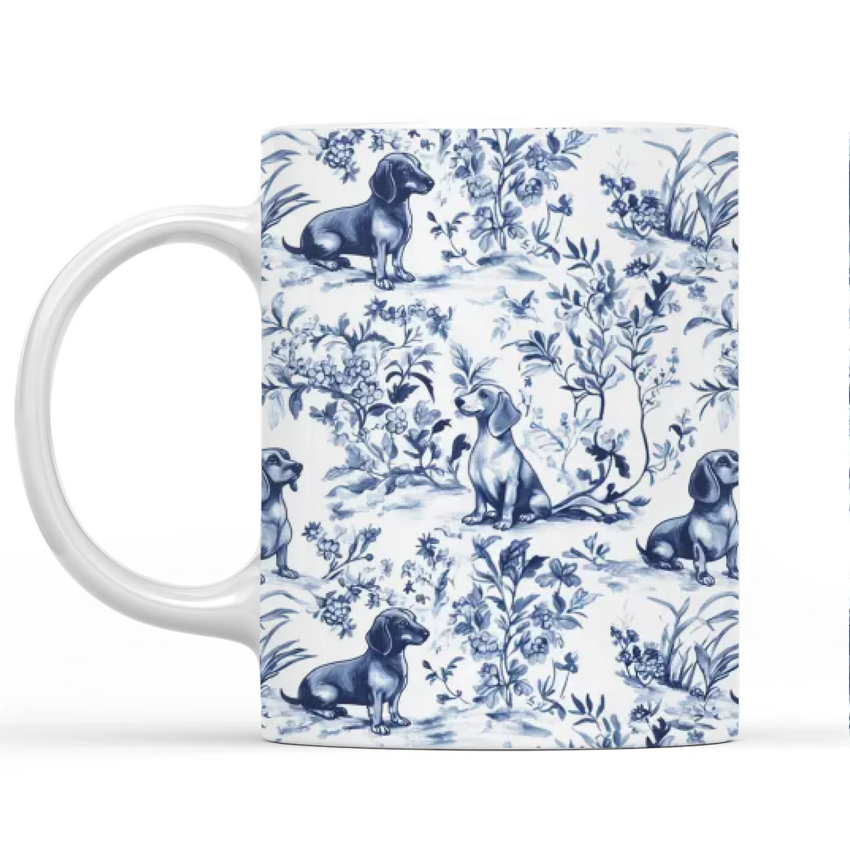 Dog Breed Blue Toile de Jouy Style - Personalized Mug, Gift For Dog Lovers, Dog Mom/Dog Dad Mug