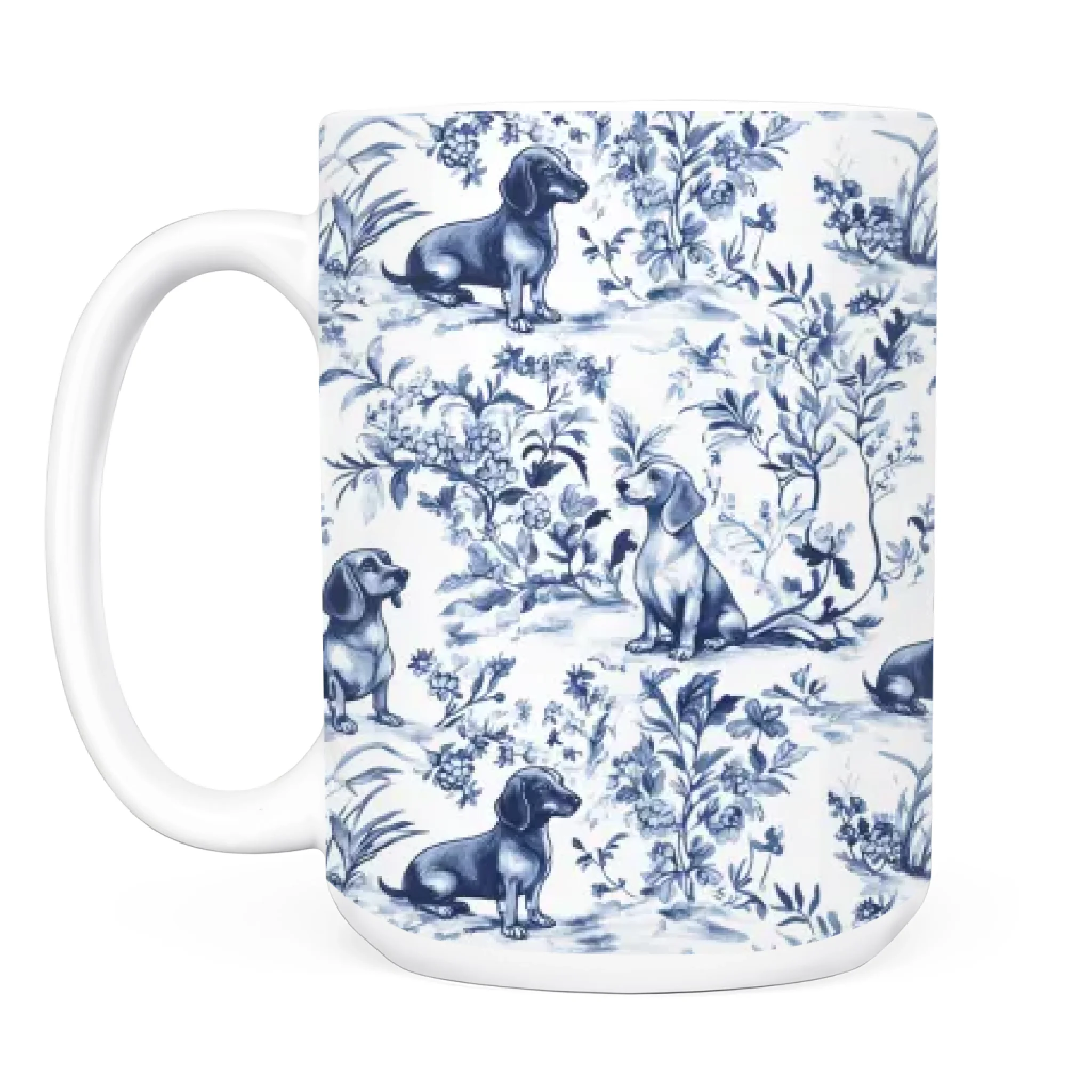 Dog Breed Blue Toile de Jouy Style - Personalized Mug, Gift For Dog Lovers, Dog Mom/Dog Dad Mug