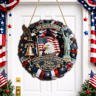 Personalized America 250th Anniversary wooden sign gift