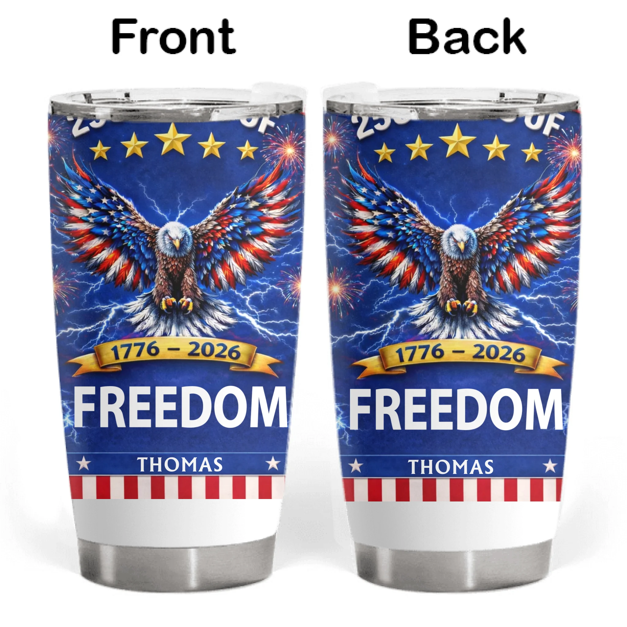 Celebrate America 250 Years of Freedom - Personalized Tumbler, Custom Family Freedom Graphic, Gift For Independence Day, American Tumbler