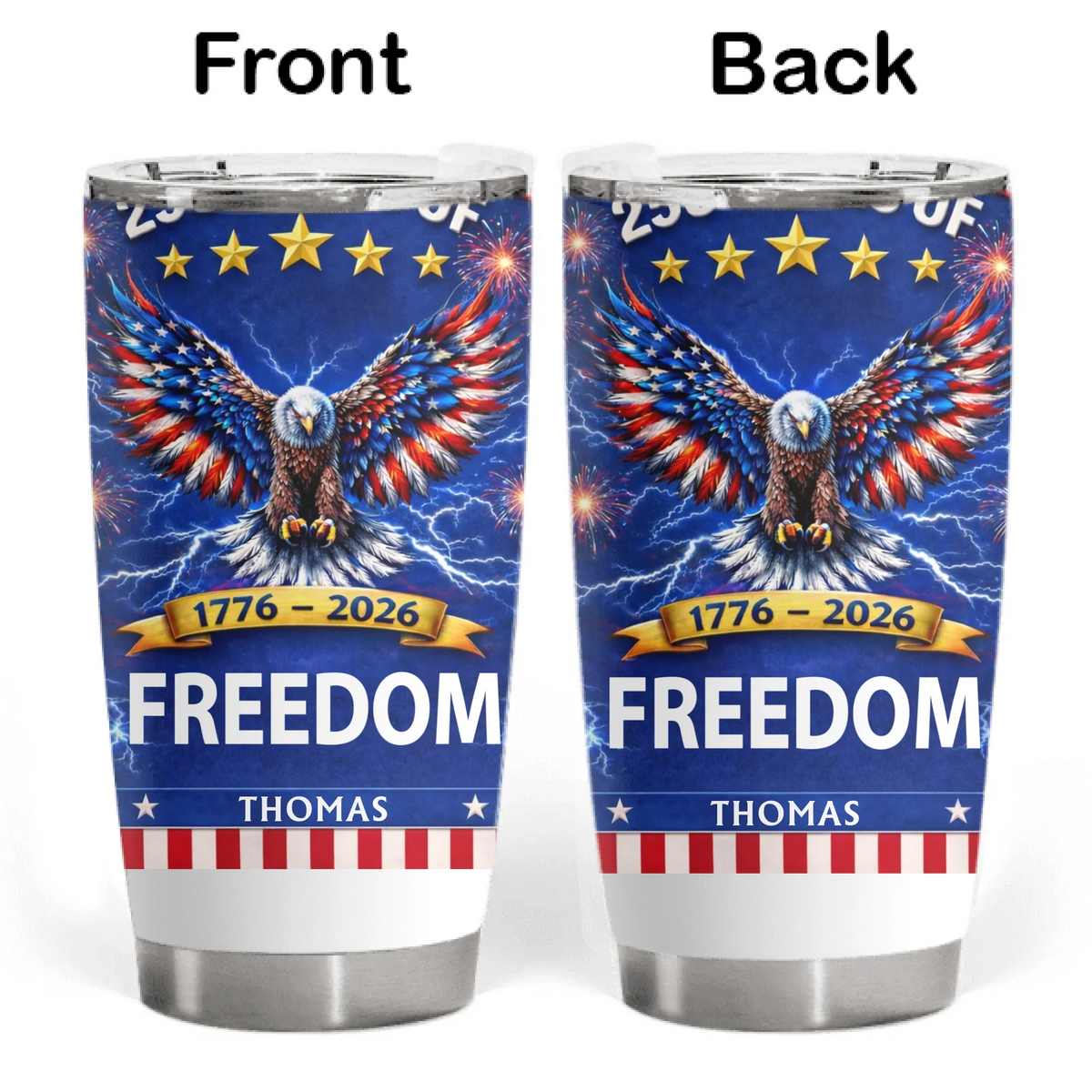 Celebrate America 250 Years of Freedom - Personalized Tumbler, Custom Family Freedom Graphic, Gift For Independence Day, American Tumbler