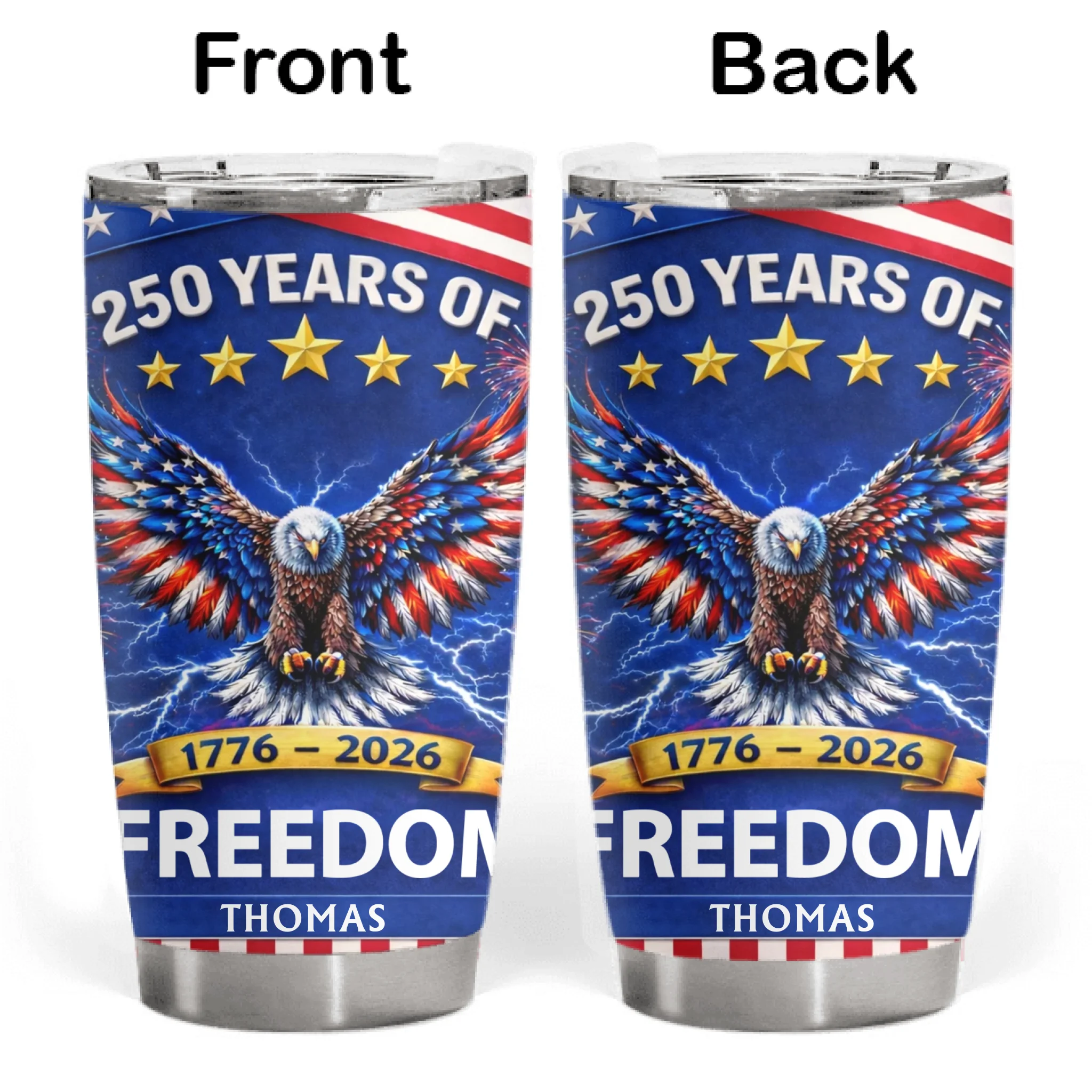 Celebrate America 250 Years of Freedom - Personalized Tumbler, Custom Family Freedom Graphic, Gift For Independence Day, American Tumbler