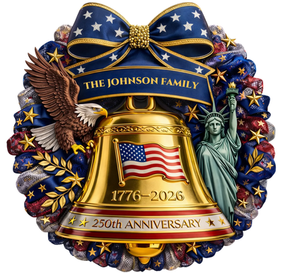 Personalized USA 250th Anniversary Liberty Bell Wooden Sign For Family