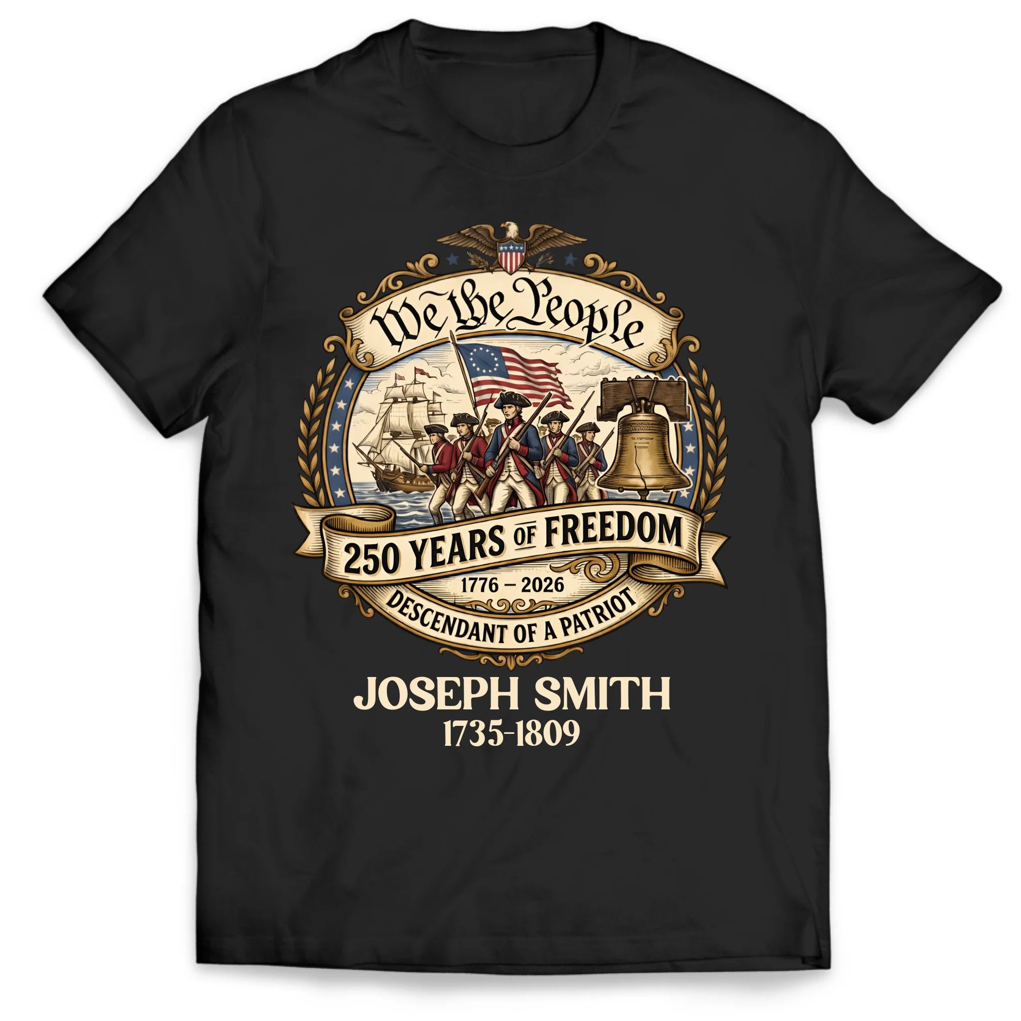 Descendant Of A Patriot - Personalized T-Shirt, 250th Anniversary 1776-2026 Gift, USA 250th Anniversary