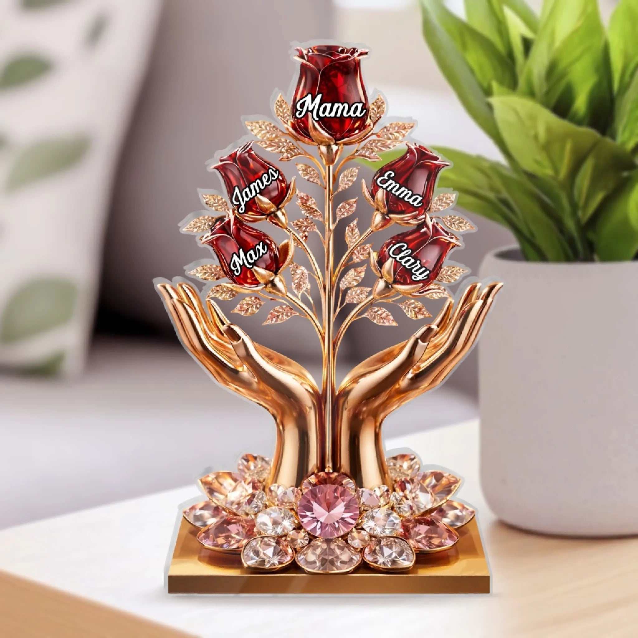 Love Of Mother Is the Root Of My Strength - Personalized Acrylic Plaque, Crystal Rose Gift For Mom, Sentimental Gift For Mother