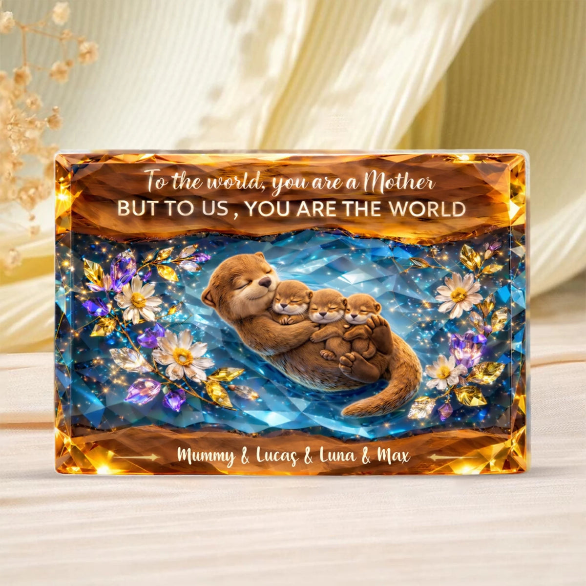 An Otterly Sweet Mother’s Love - Personalized Acrylic Plaque, Heartfelt Gift For Mom, Meaningful Gift From Child