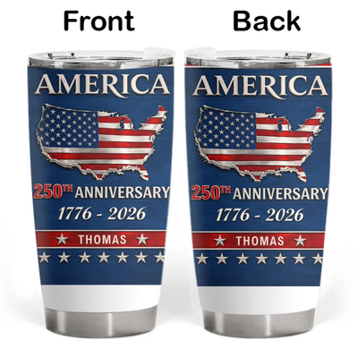 Stars, Stripes & Freedom - Personalized Tumbler, USA Freedom Graphic, Gift For 250th Anniversary, Patriotic Tumbler