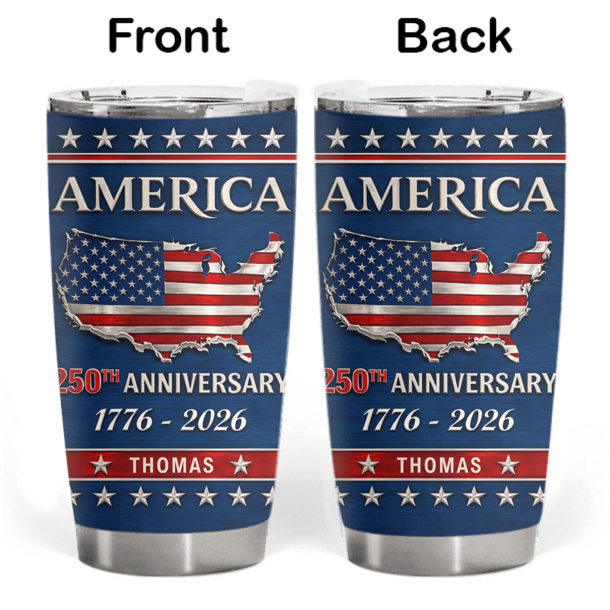Stars, Stripes &amp; Freedom - Personalized Tumbler, USA Freedom Graphic, Gift For 250th Anniversary, Patriotic Tumbler