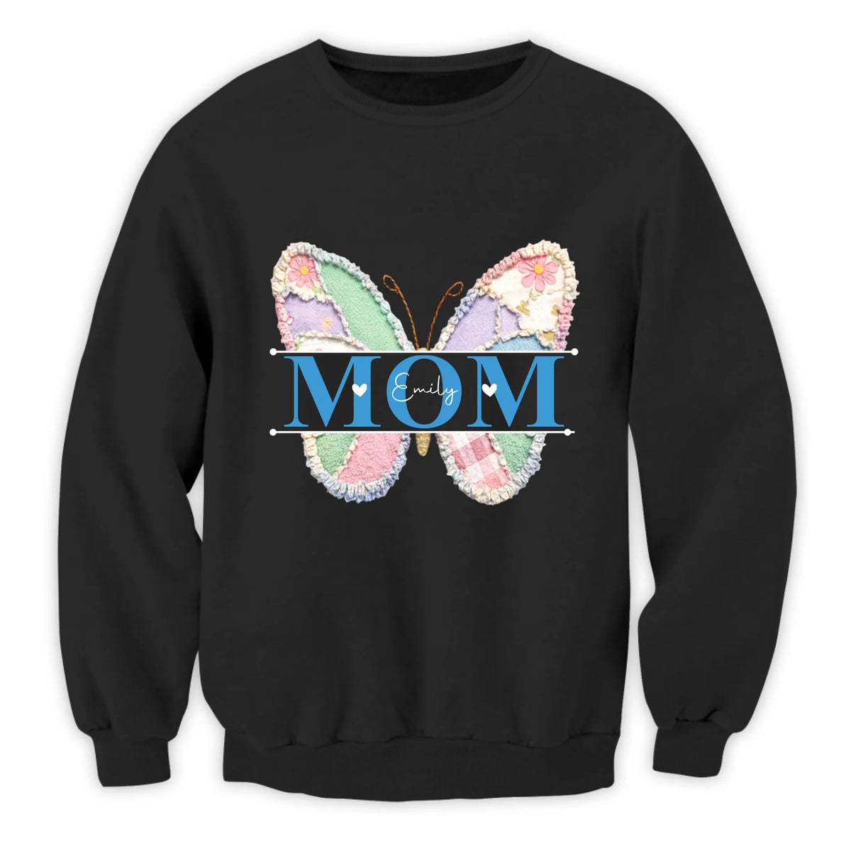 Elegant Floral Butterfly A Mother’s Love Makes Life Beautiful - Personalized T-Shirt, Gift For Mom, Cute Patchwork Butterfly Shirt, Floral Butterfly Mama Shirt With Kid's Names