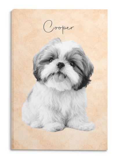 My Heart Has Paws - Personalized Canvas, Drawing Black & White Portrait From Photo, Gift For Pet Lovers