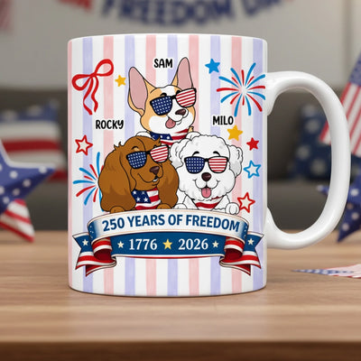 Proud American Pup In 250 Years Celebration - Personalized Mug, Gift For Dog Lover, 250th Anniversary Dog Owner Mug
