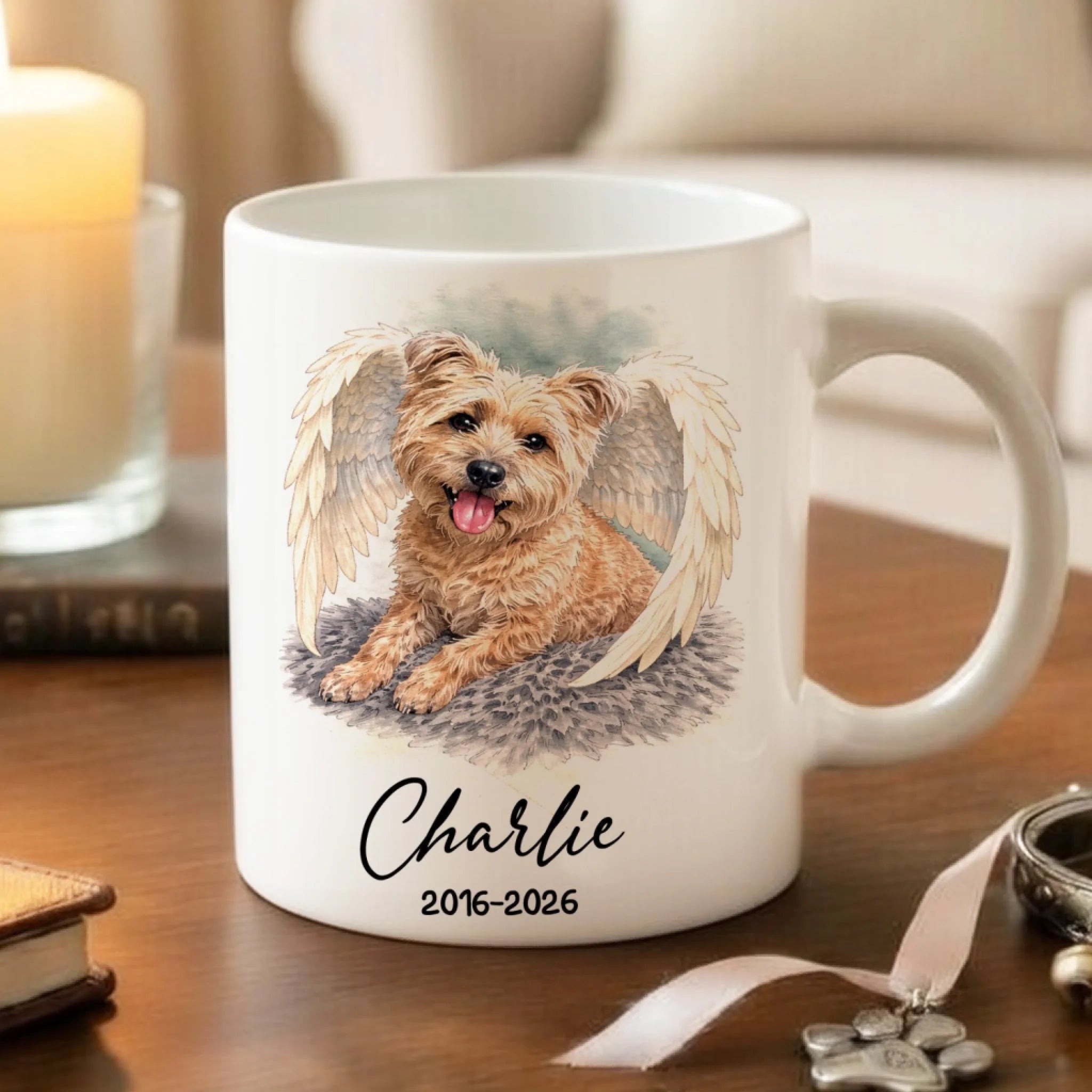 Tiny Paws, Endless Love - Personalized Mug, Memorial Gift For Loss Of Pet, Drawing Pet Portrait From Photo