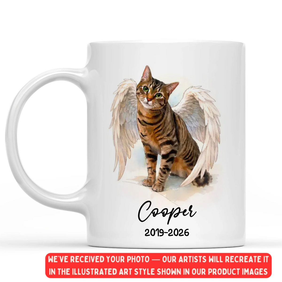 Tiny Paws, Endless Love - Personalized Mug, Memorial Gift For Loss Of Pet, Drawing Pet Portrait From Photo