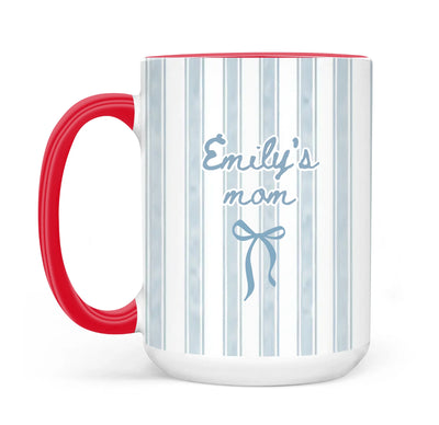 First Time Mom - Personalized Mug, Gift For New Mom, Blue Stripe Mug, Future Mom Gift, New Baby Gift For Mom